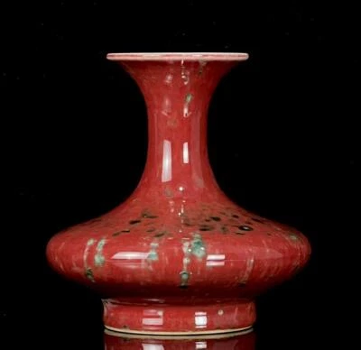 Kangxi Signed Pair Old Chinese Red Glaze Vase CK101