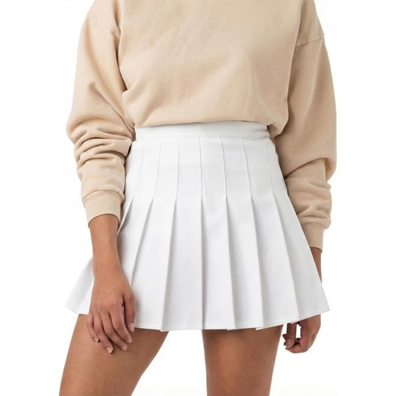 Women's High Waist A-Line Pleated Tennis Mini Skirt Built-in Shorts