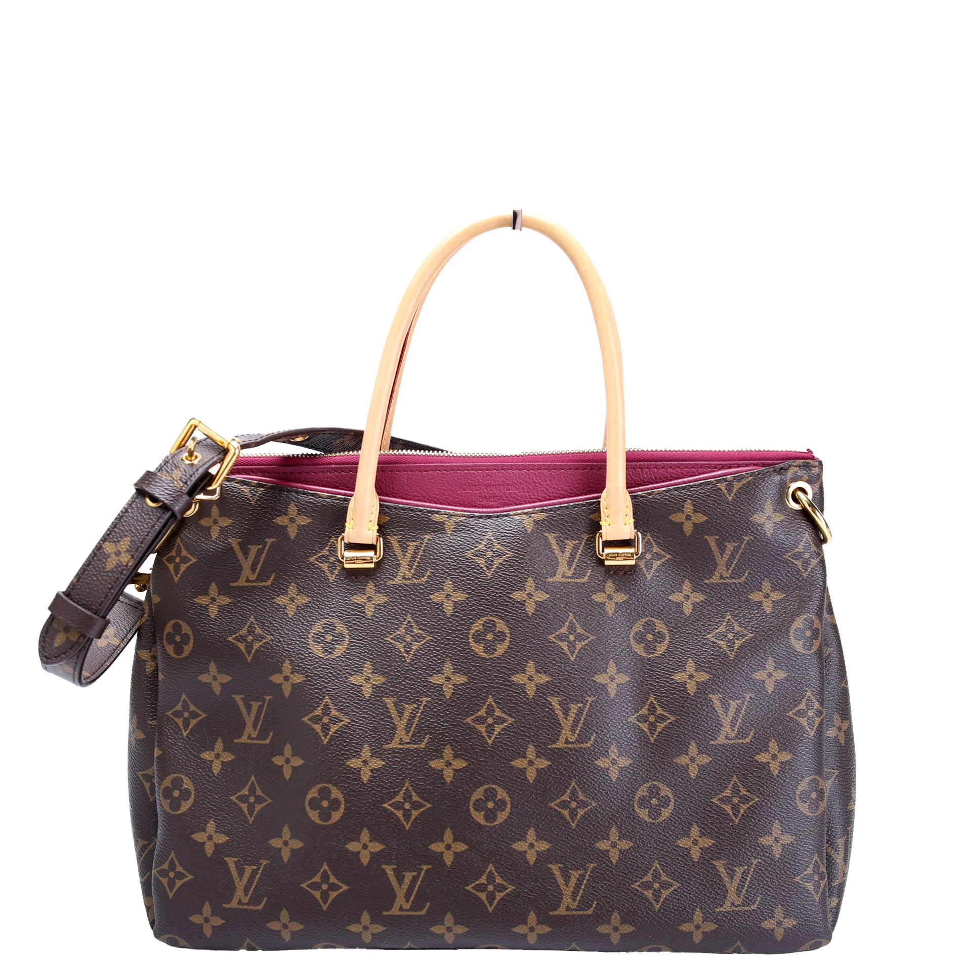 LOUIS VUITTON Pallas Tote Monogram Leather Side Brown/Berry