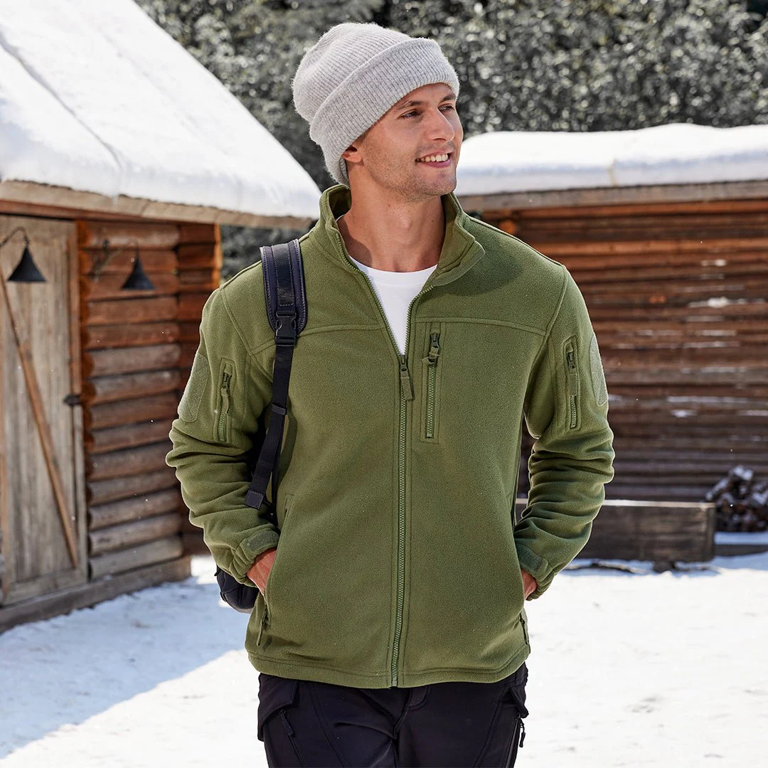 Men's Tactical Fleece Jackets Full Zip Coat with Multi Pockets
