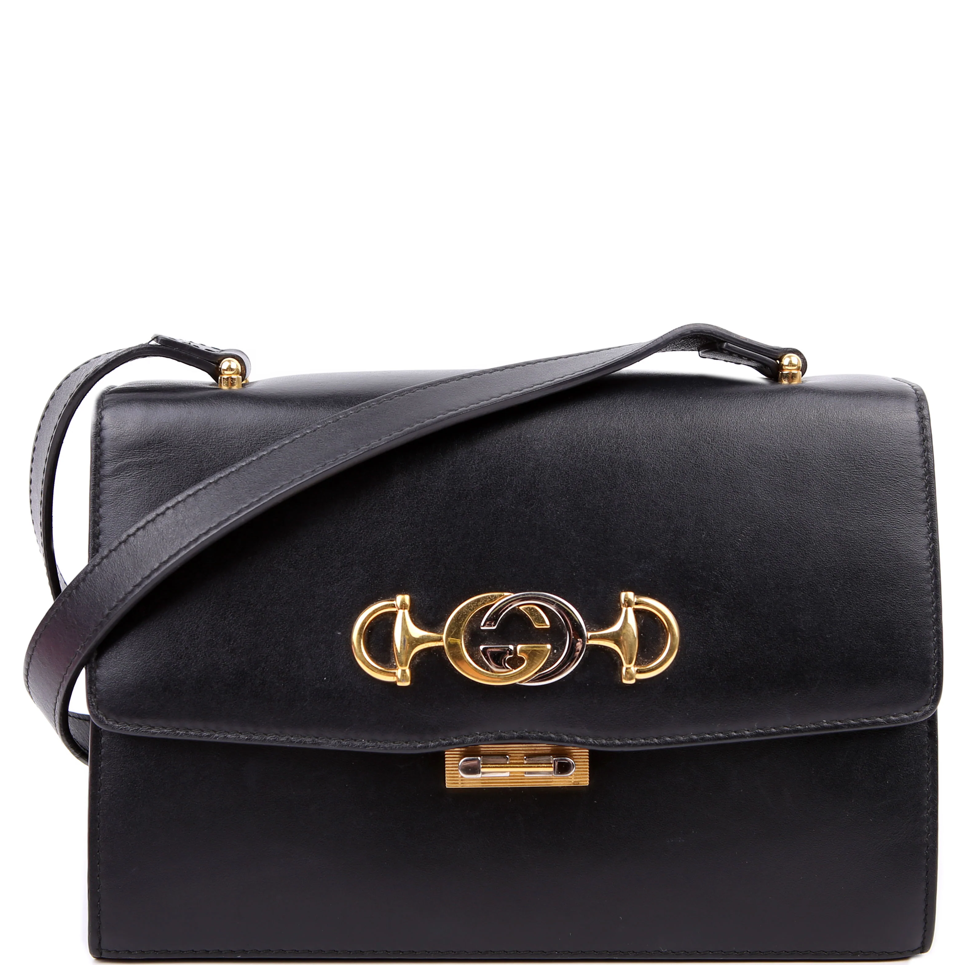 GUCCI 576388 Zumi Leather Small Shoulder Bag Black