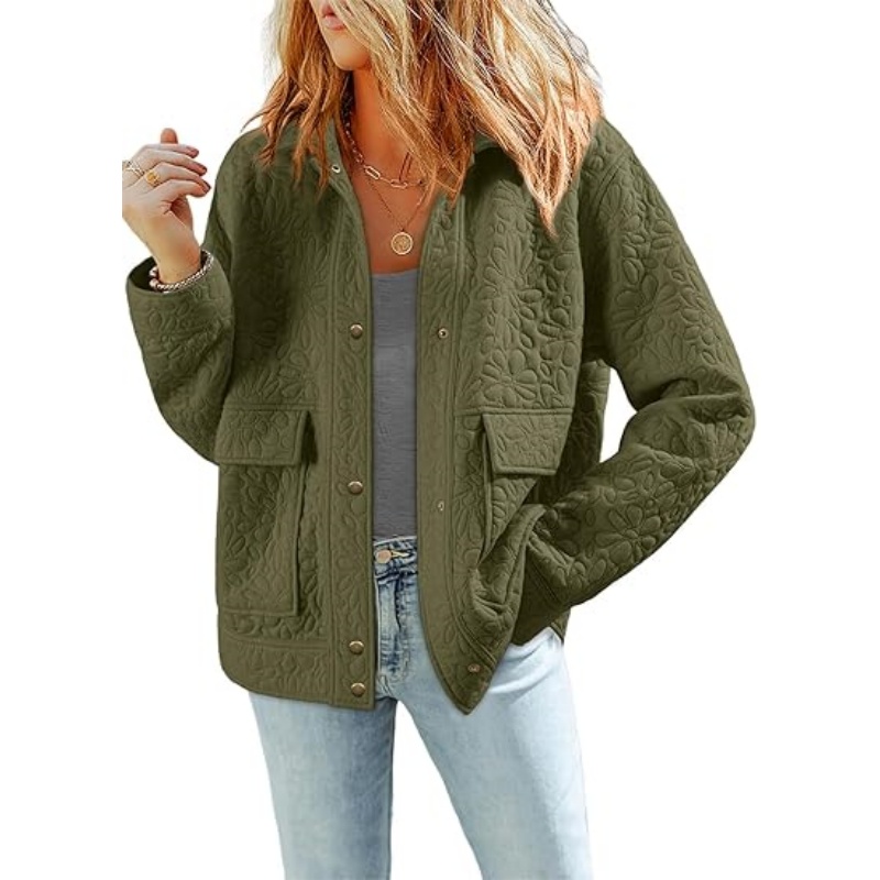 Jackets for Women Casual Long Sleeve Collared Jacquard Coats