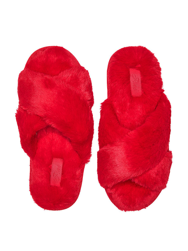 PINK Faux Fur Slippers
