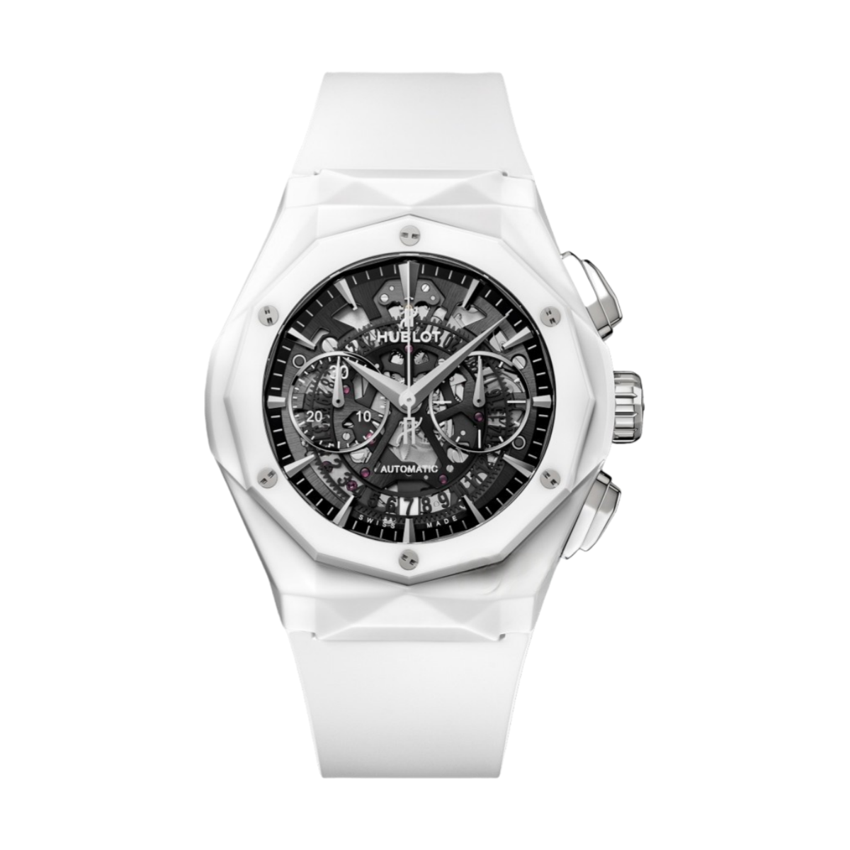 Hublot Classic Fusion Aerofusion Chronograph Orlinski White Ceramic Limited Edition 45mm Skeleton Sapphire Dial Rubber Strap 525.HI.0170.RW.ORL21