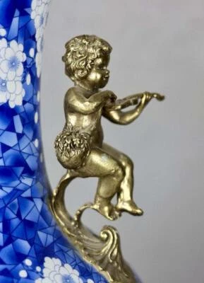 49CM Qianlong Signed Old Chinese Blue and White Vase w/plum N3897