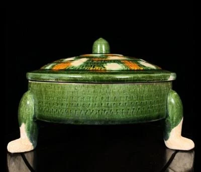 Old Chinese Tang Tri-colour Incense Burner w/feet Q969