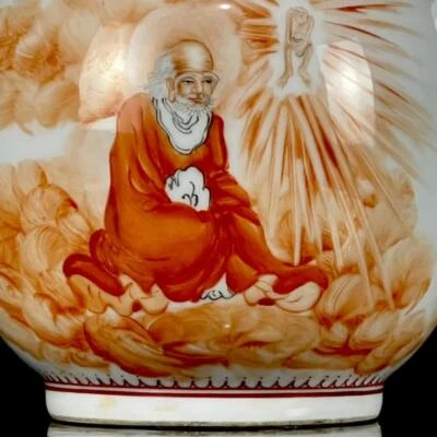 Wang Bu Signed Old Chinese Famille Rose Teapot W/Buddha CK309