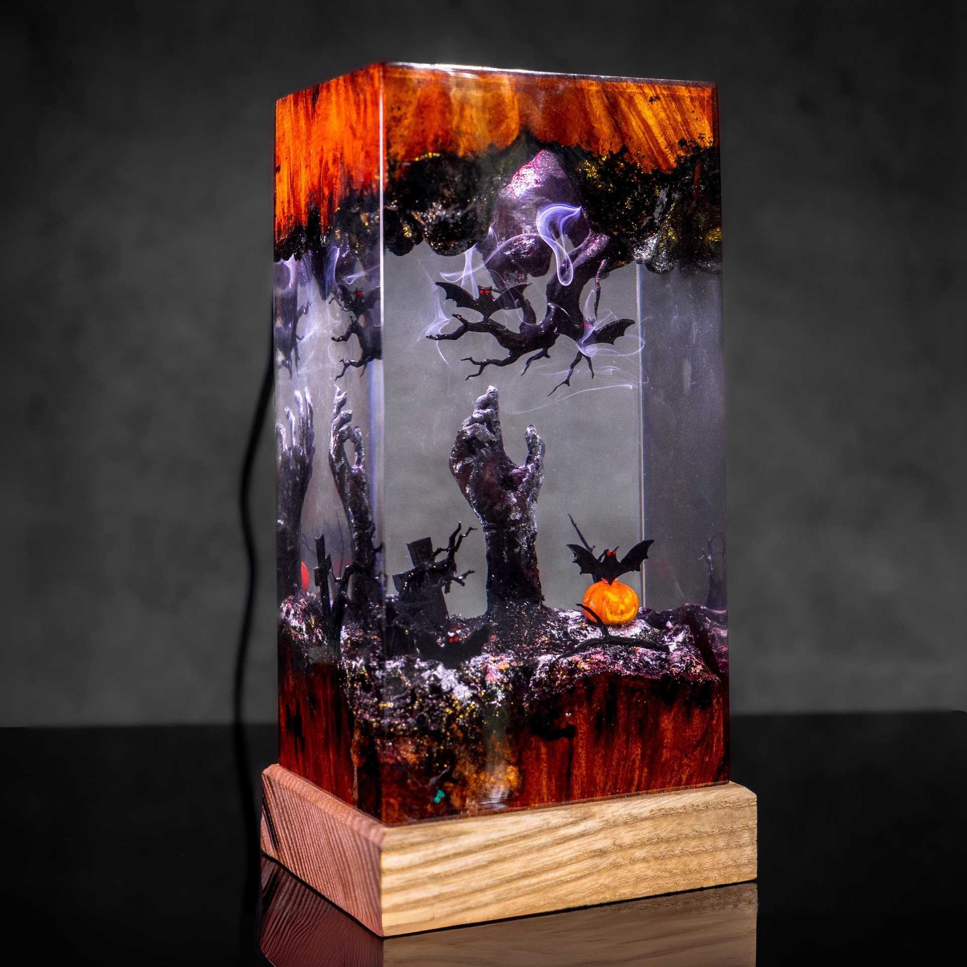 Halloween Resin Lamp Jack Sally Skull Ball Led Atmosphere Light