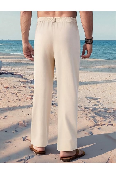 Mens Linen Beach Pants Casual