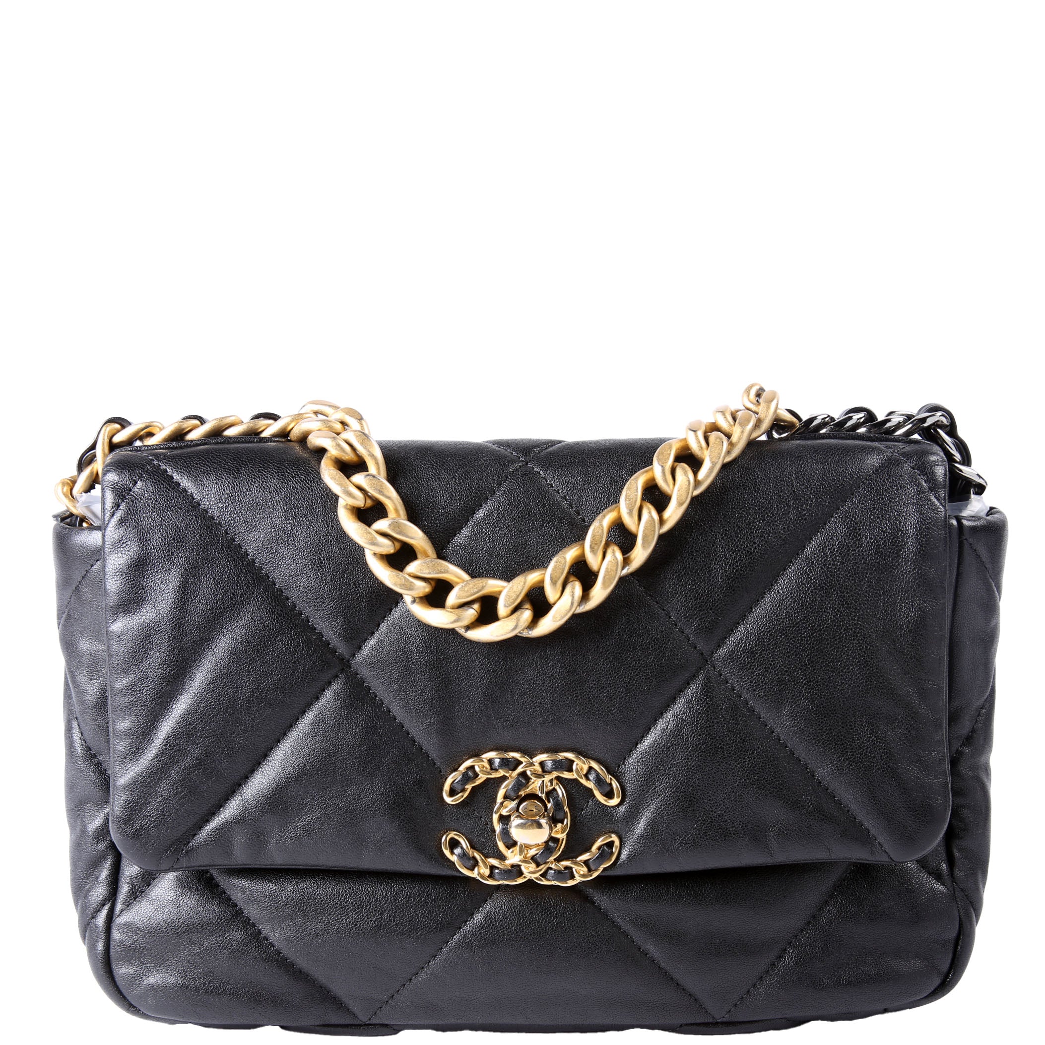 CHANEL Quilted Goatskin 19 Small Flap 30M Black
