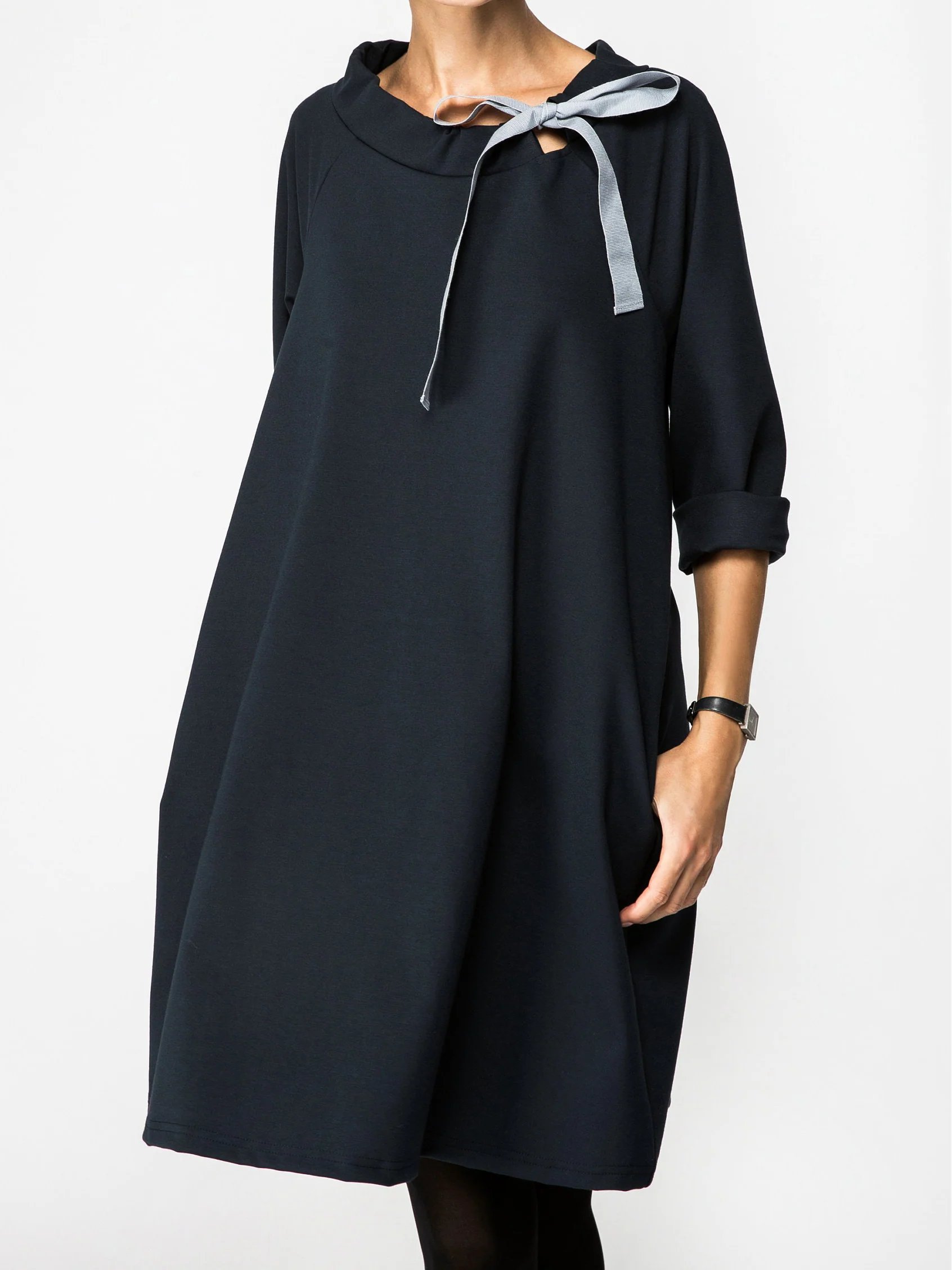 Cotton Linen Single Pocket Casual Dress