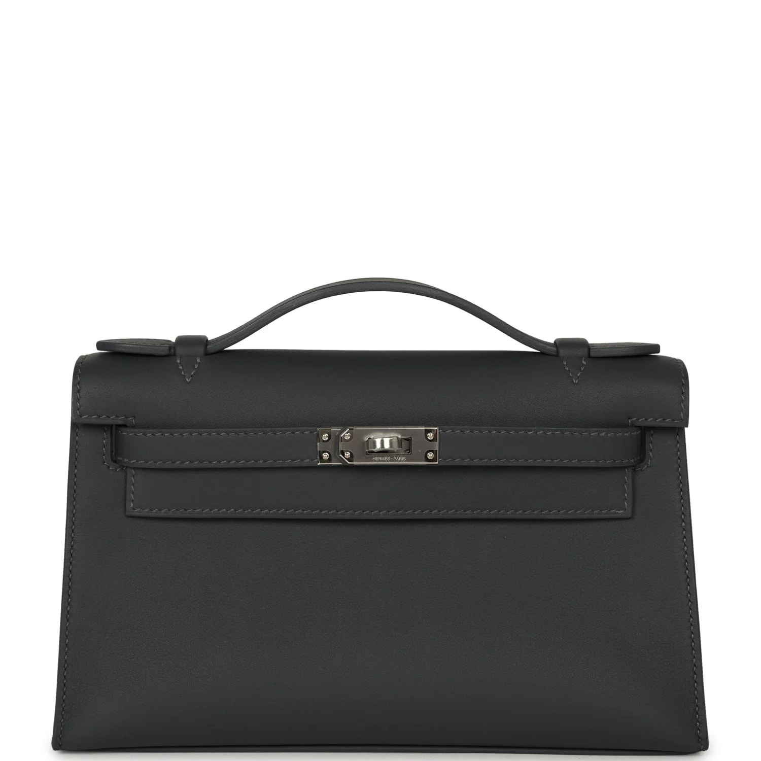 HERMÈS Kelly Pochette Ardoise Swift Palladium Hardware
