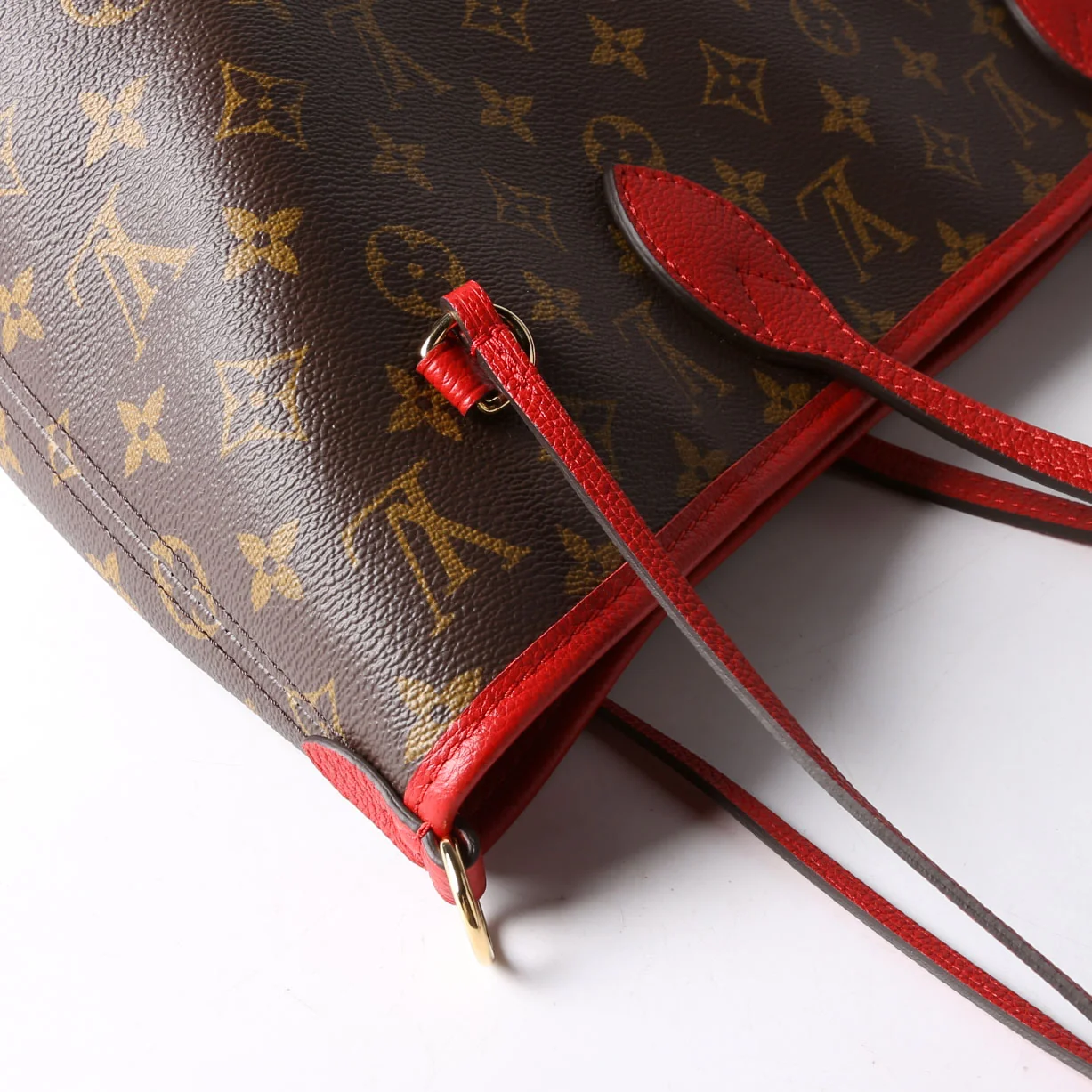 Neverfull MM Inside Out Leather/Monogram Brown/Red
