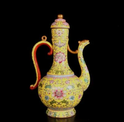 Yongzheng Signed Old Chinese Colour Enamel Teapot W/flower N1443