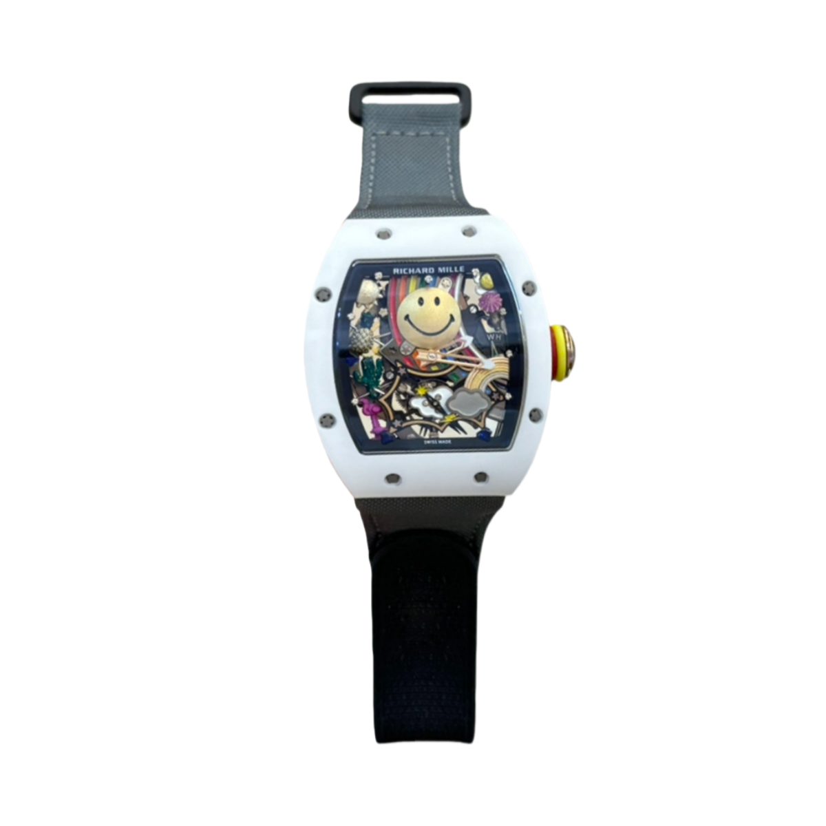 【7A Quality】Richard Mille RM088 Tourbillon Smiley Replica - 43mm Swiss Automatic Movement Nato Gray