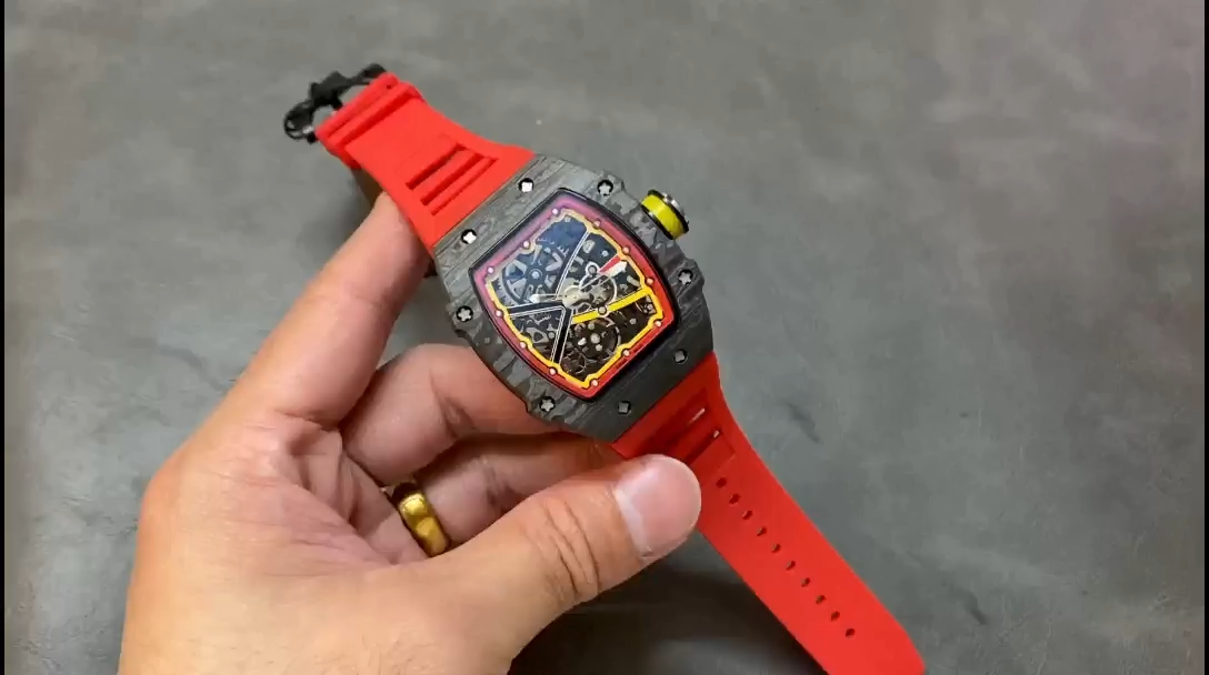 【7A Quality】Richard Mille RM 67-02 Extra Flat Italy Carbon TPT Red Yellow