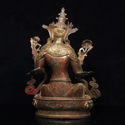 30CM Old Chinese Bronze Statue Buddha Q765