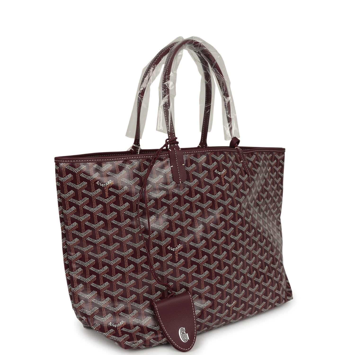 GOYARD Goyardine Canvas Burgundy Saint Louis PM Tote Palladium Hardware