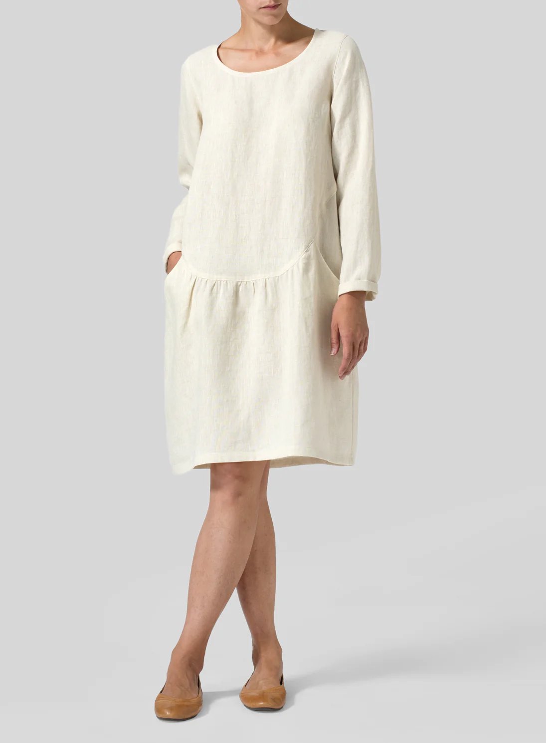 Cotton And Linen Pleated Waist Comfort Dress