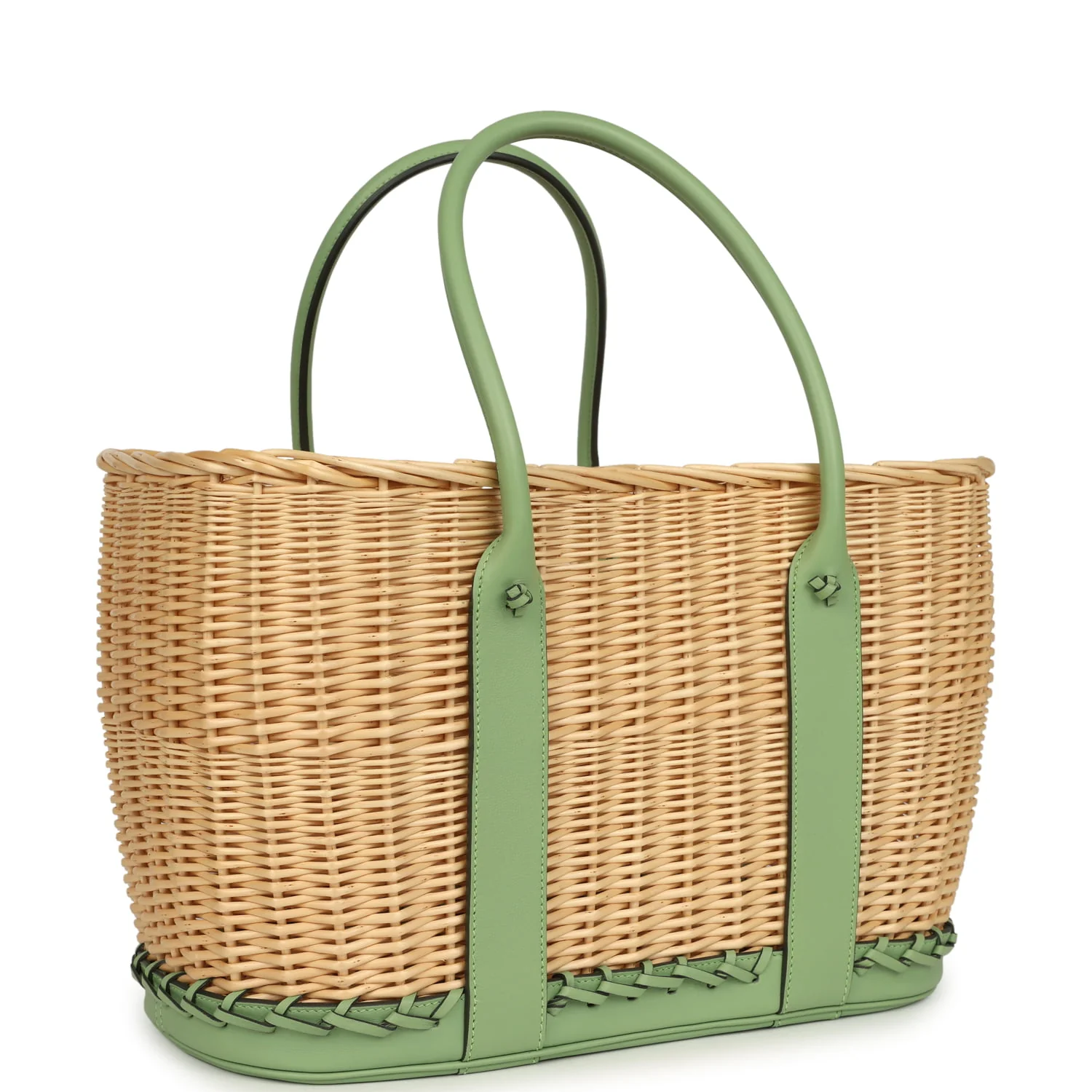 Hermes Picnic Garden Party 36 Vert Criquet Swift and Natural Osier Wicker