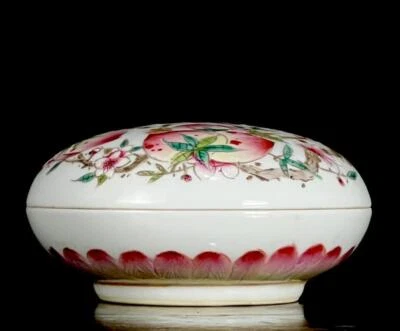 Yongzheng Signed Old Chinese Famille Rose Box W/peach CK515