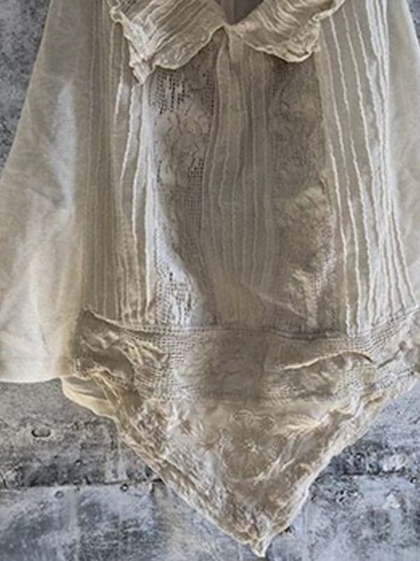 Women's Lace Doll Collar Casual Linen Top