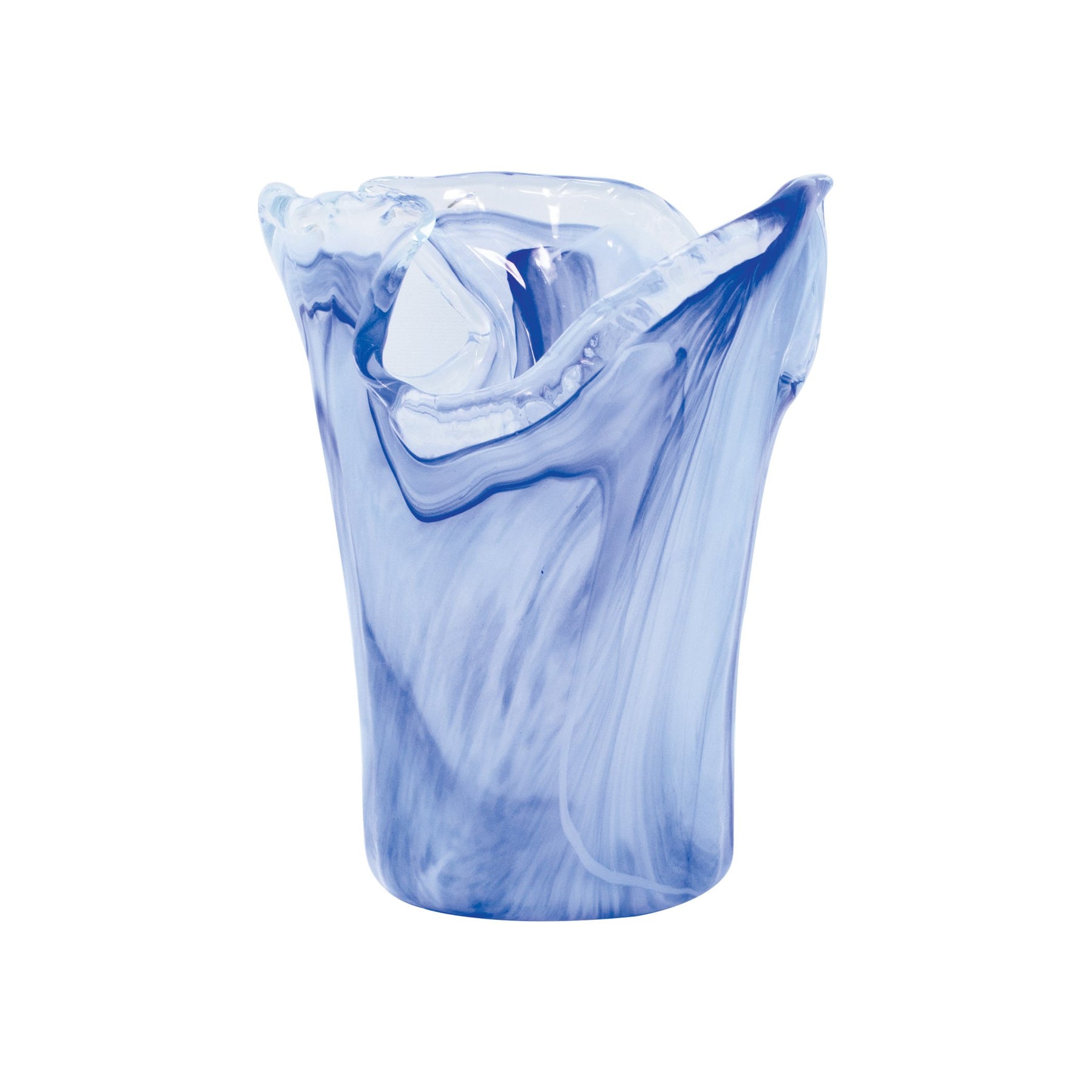 Wave Pattern Glass Cobalt Small Vase