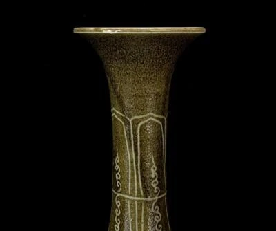 30CM Old Chinese Ding Kiln Vase w/Buddha N798