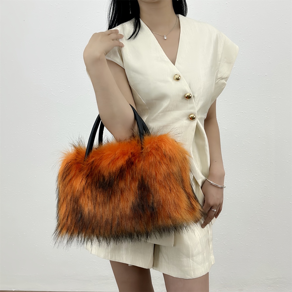 Imitation of raccoon fur messenger bag fur coat