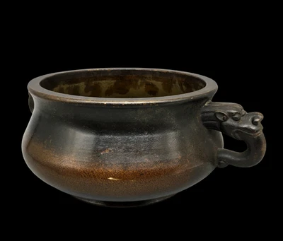 Qianlong Signed Old Chinese Copper Incense Burner w/lion N4182