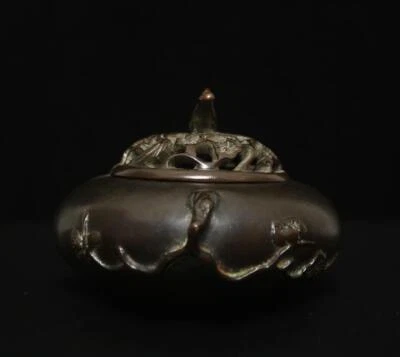 Ming Xuande Signed Old Chinese Bronze or Copper Incense Burner w/bird