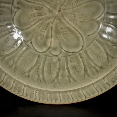 31CM Old Chinese Longquan Kiln Dish w/flower N3280