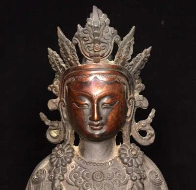 30CM Old Chinese Bronze Statue Buddha N1695