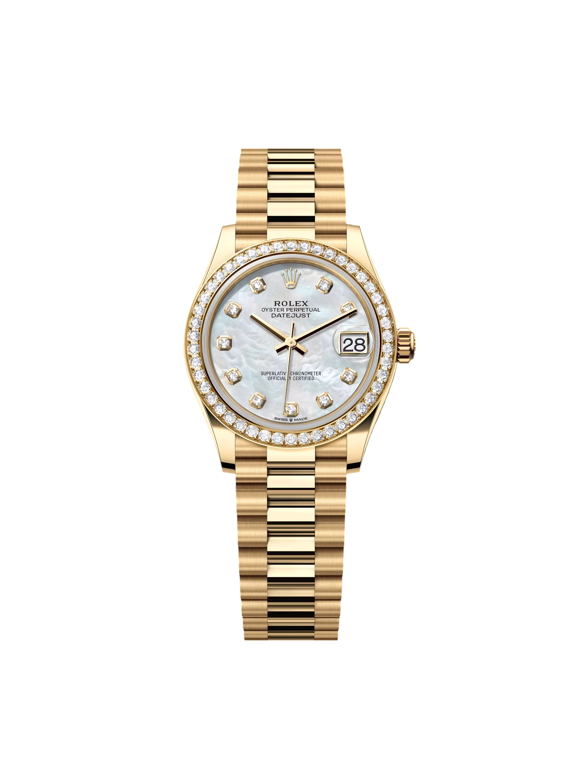 Rolex Datejust m278288RBR-0006 White Mother-of-Pearl 31mm Dial President Bracelet Watch