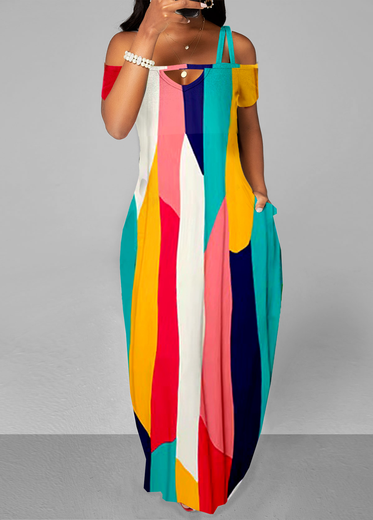 Pocket Leopard Sleeveless Maxi Dress