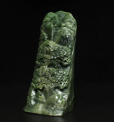 2160G Chinese Carved Nephrite Jade Jadeite Statue w/ landscape