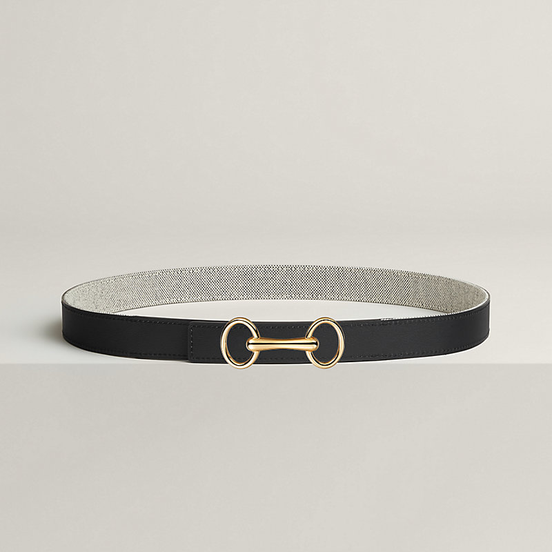 Heritage belt buckle & Toile H Plume leather strap 24 mm