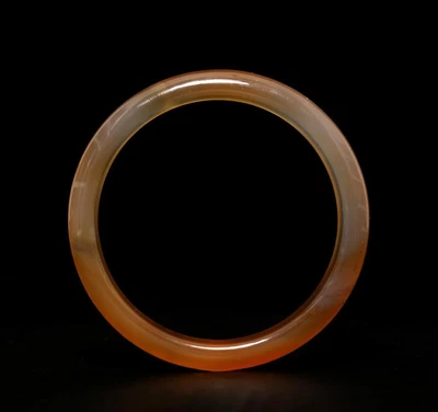 33G Old Chinese Carved Agate Bangle Bracelet 58MM