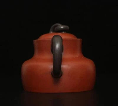 Zhou Guizhen Signed Old Chinese Handmade Yixing Zisha Teapot w/bamboo