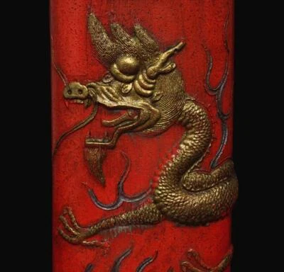 Hu Kaiwen Signed Old Chinese Red Ink Stick w/dragon