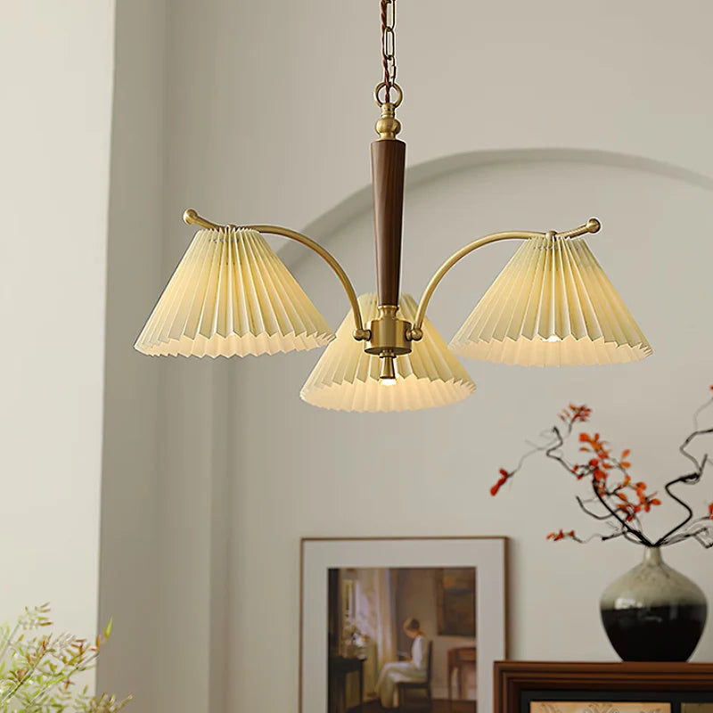 Retro Pleated Lampshade Chandelier Decoration Dining Fixture