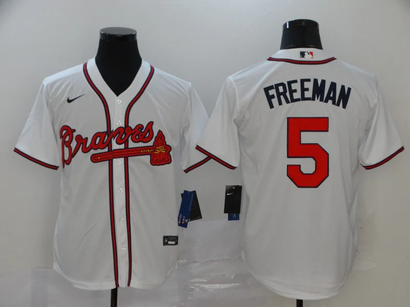 Men's Atlanta Braves Freedie Freeman #5 MLB White Replica Player Jersey