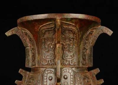 26CM Old Chinese Bronze Statue Zun Pot w/bird N1765