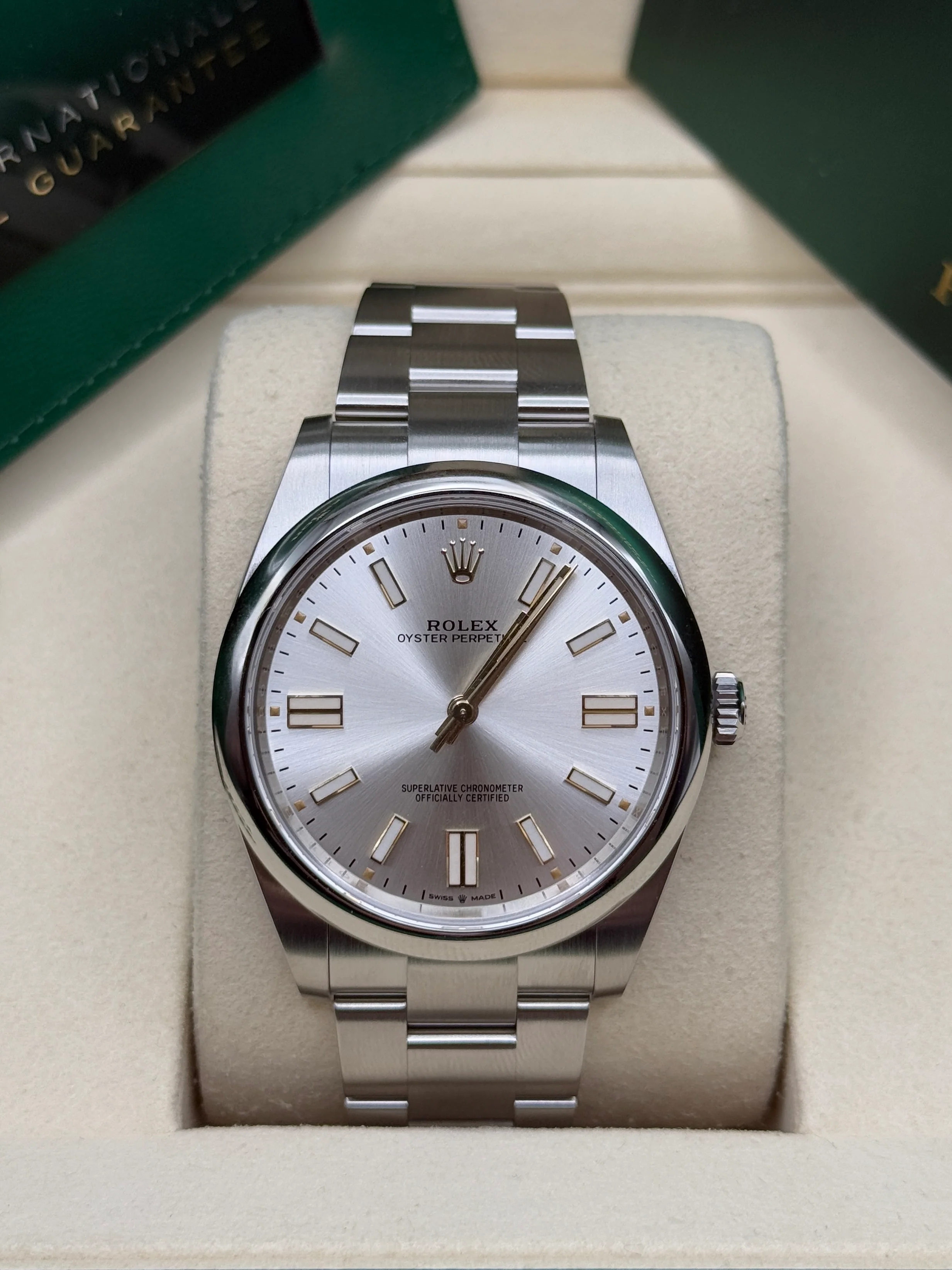 RLX Oyster Perpetual 41mm 124300-0001 Stainless Steel Silver Index Dial Watch