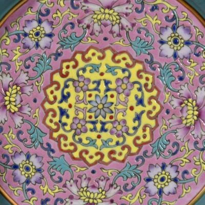 Yongzheng Signed Old Chinese Colour Enamel Dish Plate W/flowers N3302