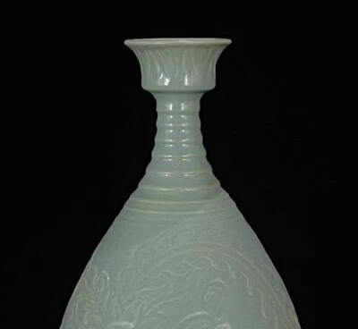 27CM Signed Old Chinese Ru Yao Ru Kiln Vase w/phoenix N872
