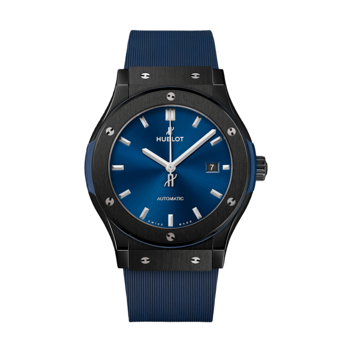 Hublot  Classic Fusion 45mm 511.CM.7170.RX Ceramic Blue Dial Leather Strap Men's Watch 511.CM.7170.LR