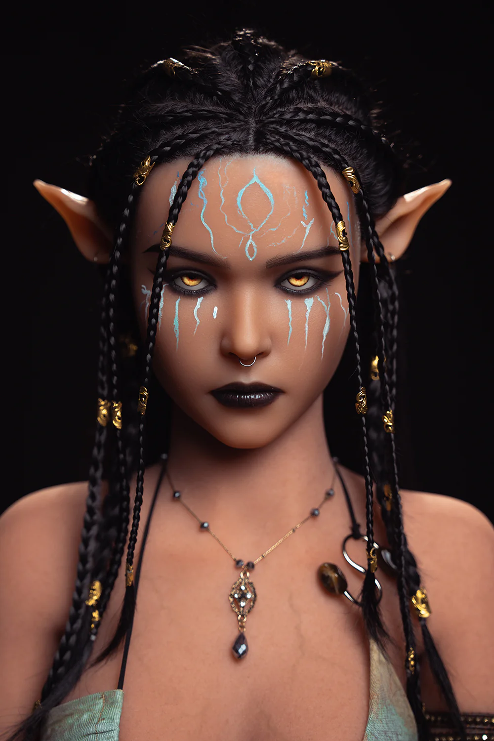 US Stock - YAMIEE Sia 5ft15/157cm 1073E Silicone Head TPE Body Tan Elf Hentai Alien Female Sex Doll