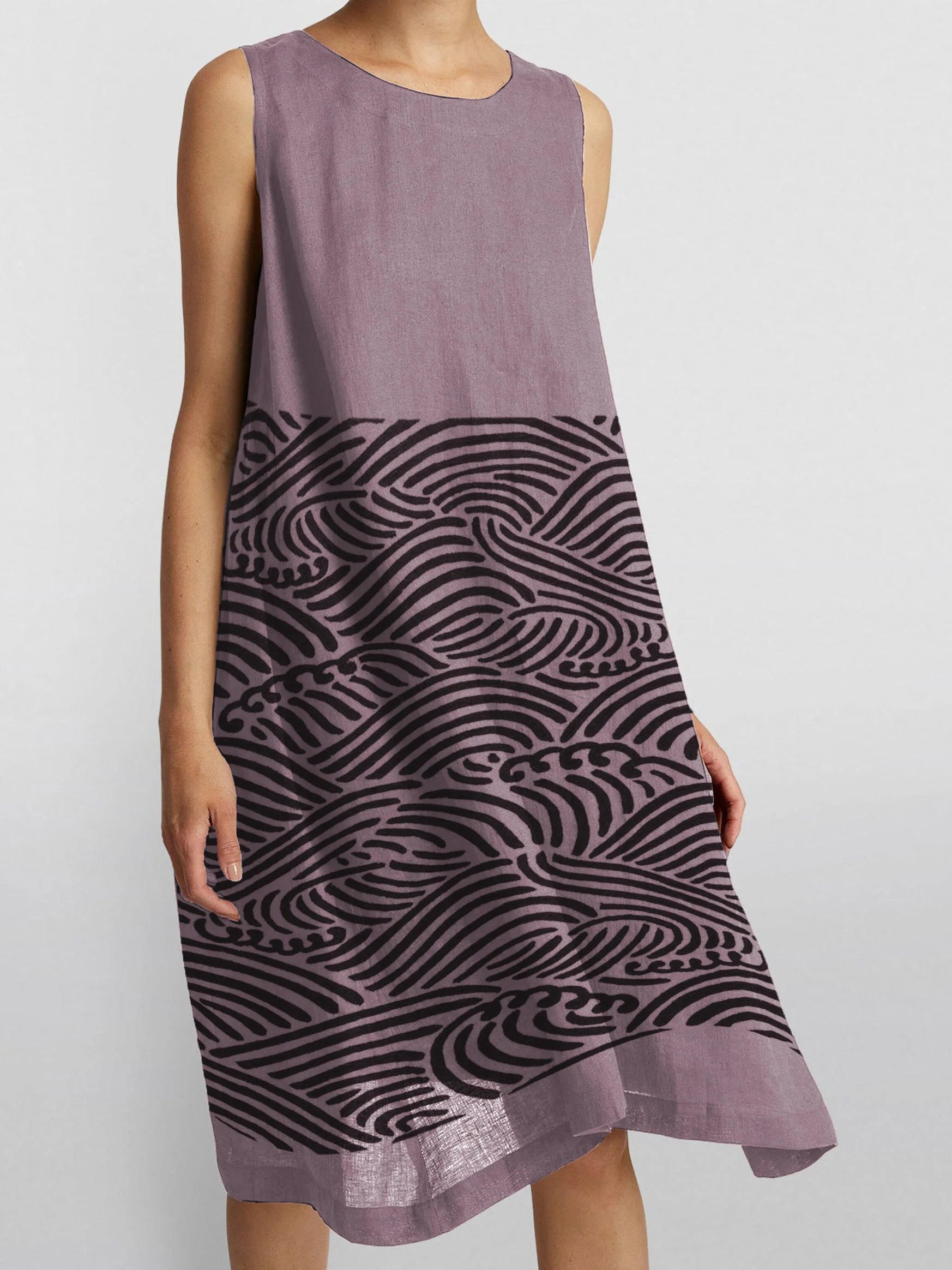 Cotton Linen Thin Sleeveless Midi Dress