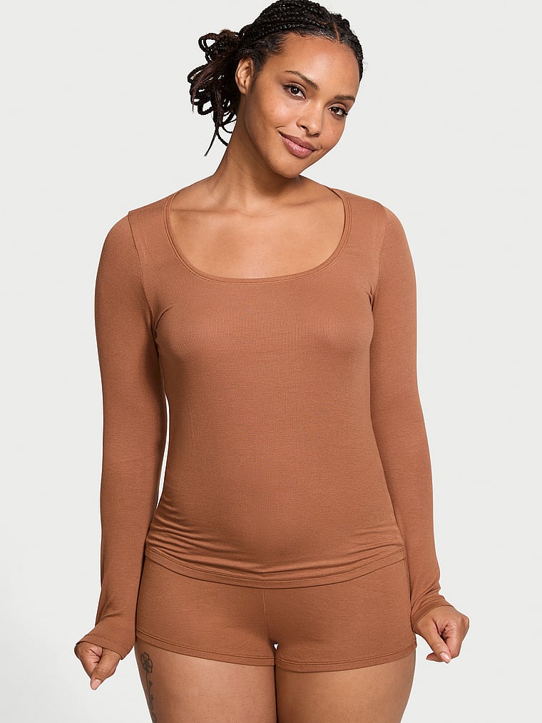 Victoria's Secret Ribbed Modal Scoop Long-Sleeve Shortie Set